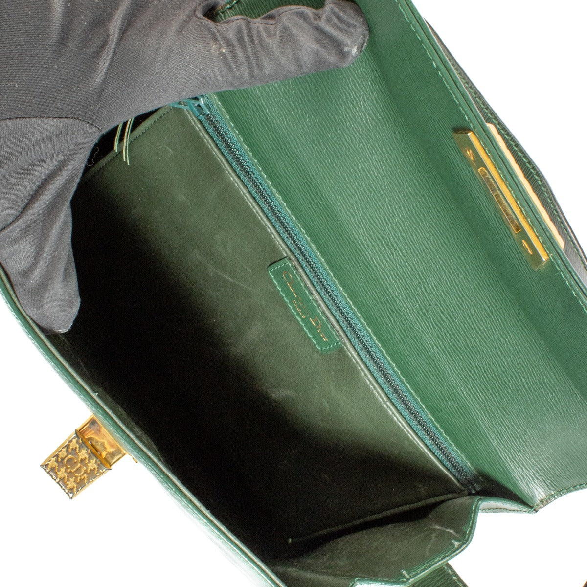 Christian Dior Groene Leren Vintage Box Tas