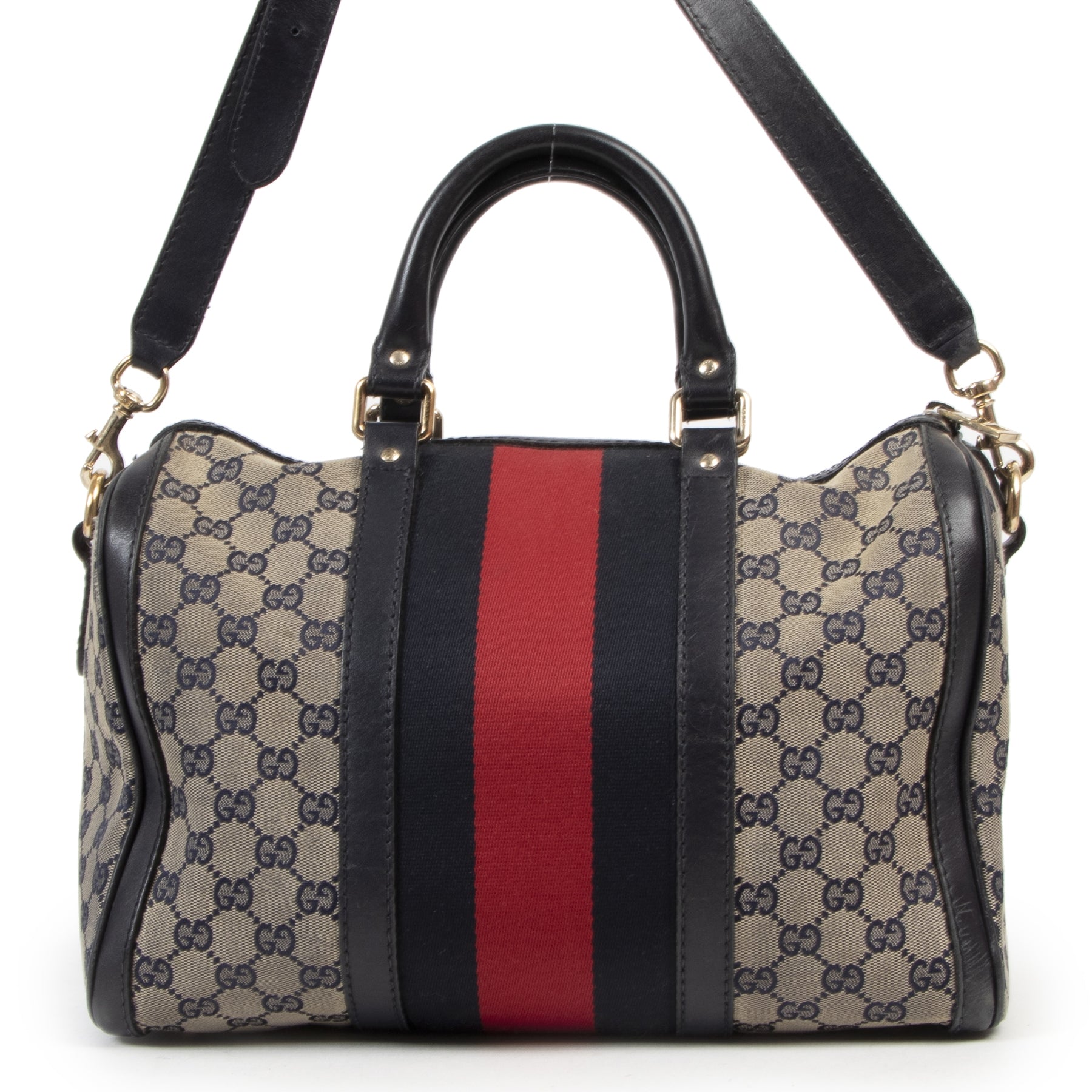 Gucci Vintage Web Original GG Blue Boston Bag
