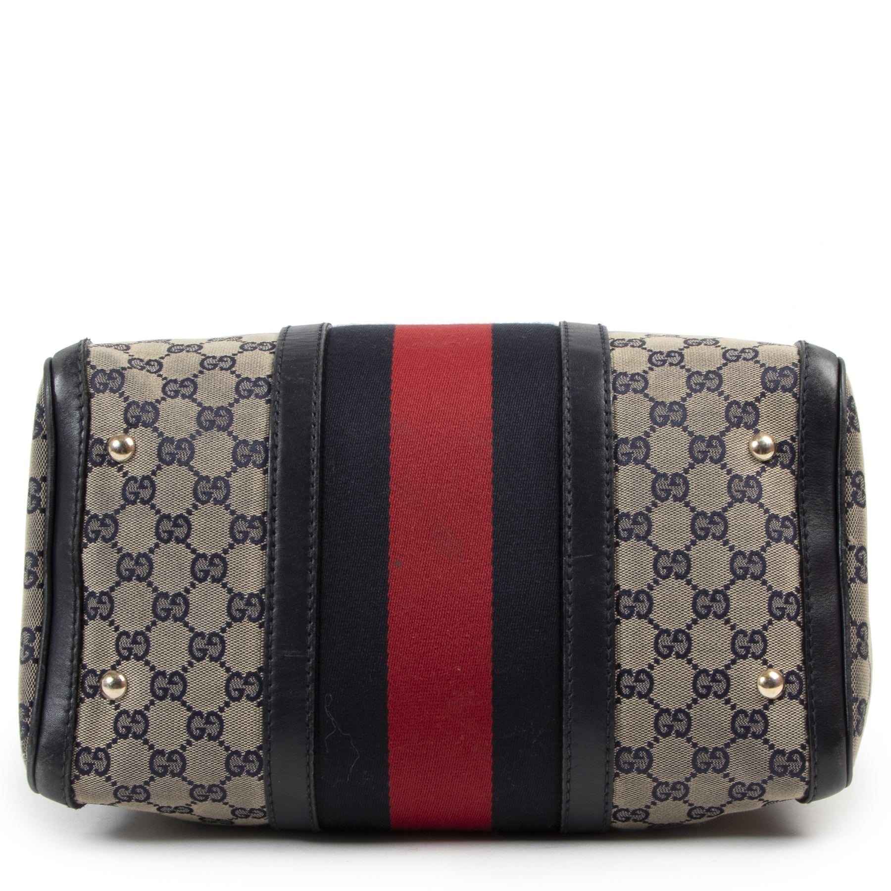 Gucci Vintage Web Original GG Blue Boston Bag