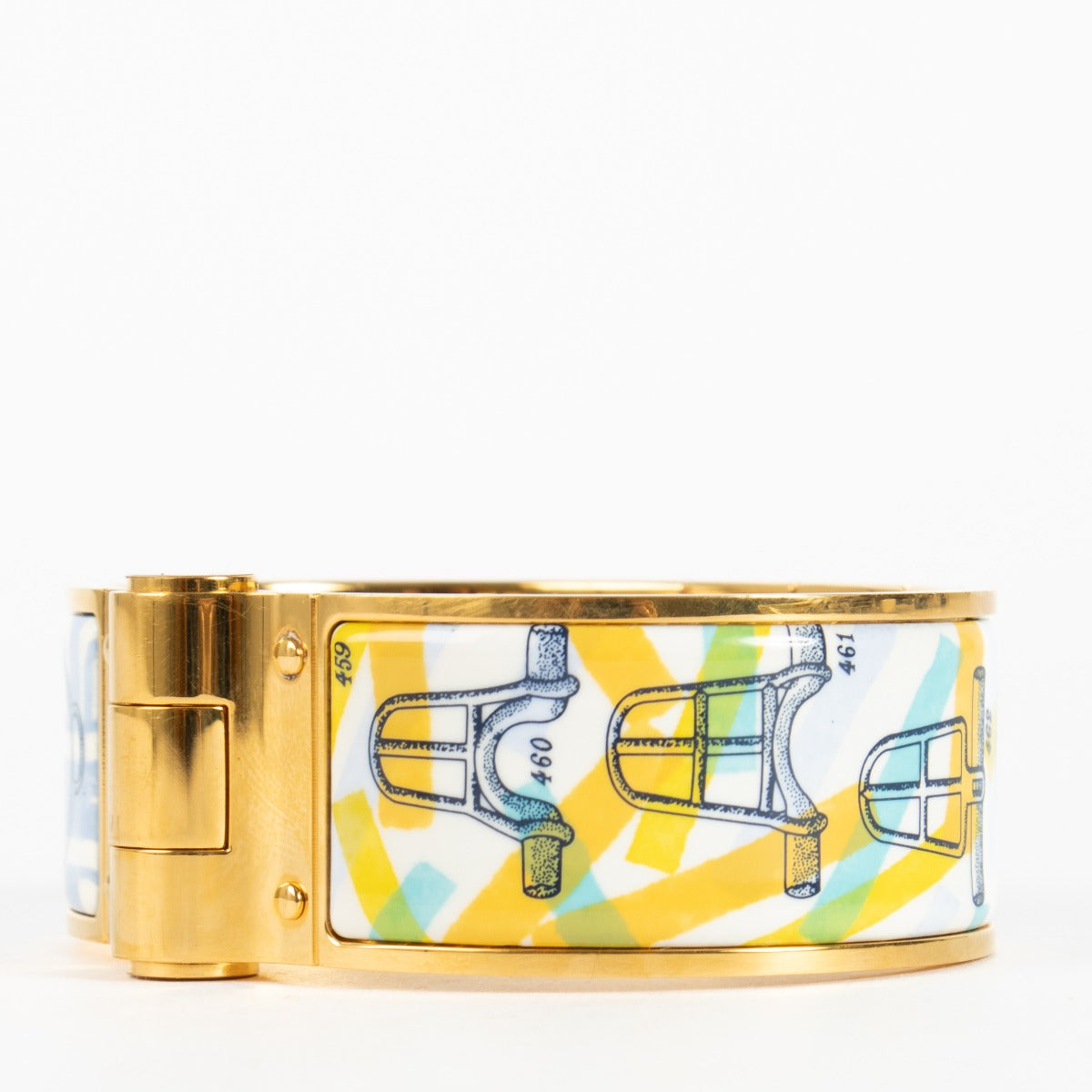 Authentic pre-loved Hermès Gold Enamel Hinged Bracelet on Labellov.com