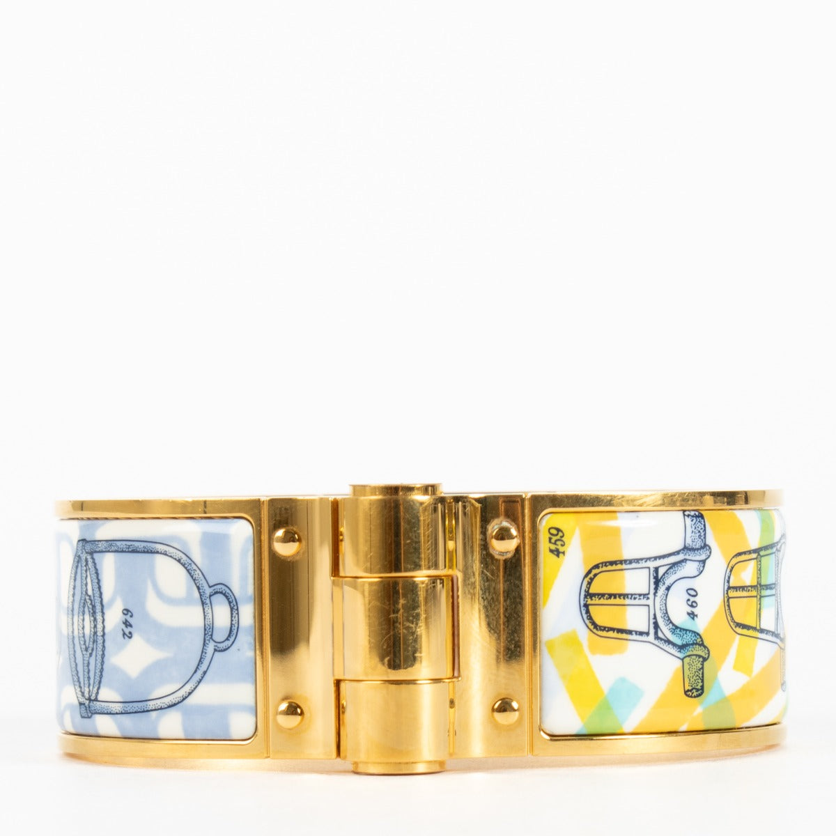 Authentic pre-loved Hermès Gold Enamel Hinged Bracelet on Labellov.com