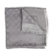 Louis Vuitton Grey Classique Monogram Shawl Silk Scarf