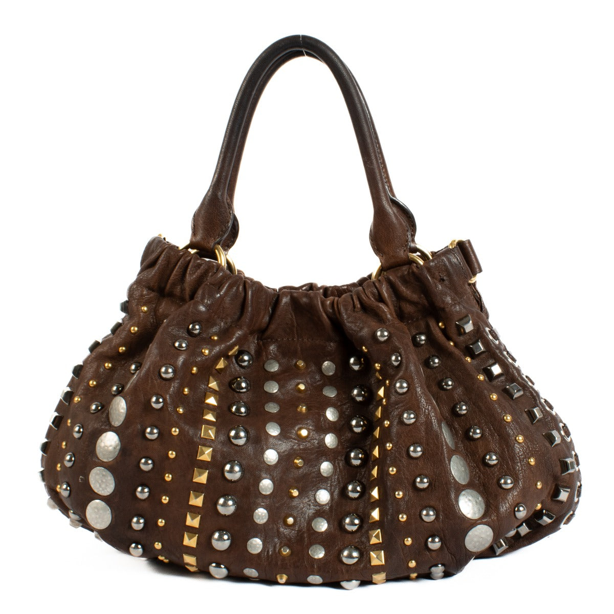 Sac à main clouté marron Miu Miu