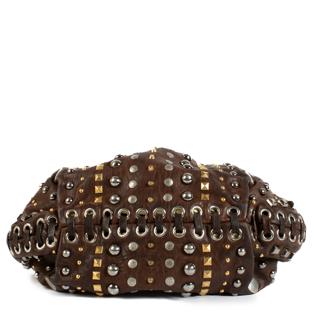 Sac à main clouté marron Miu Miu