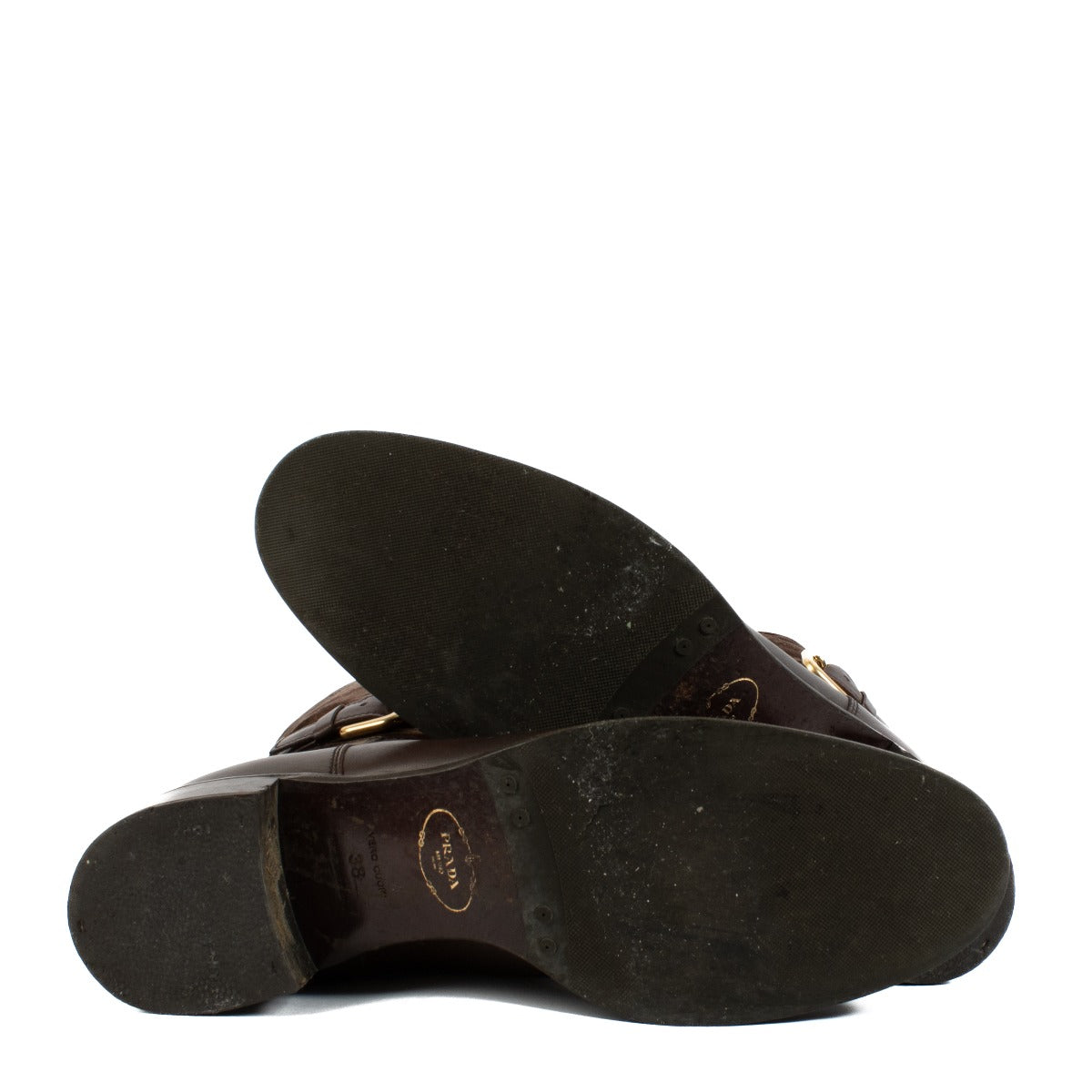 Shop safe online at Labellov in Antwerp, Brussels and Knokke this 100% authentic second hand Prada Brown Velvet Logo Jacquard Boots - Size 38