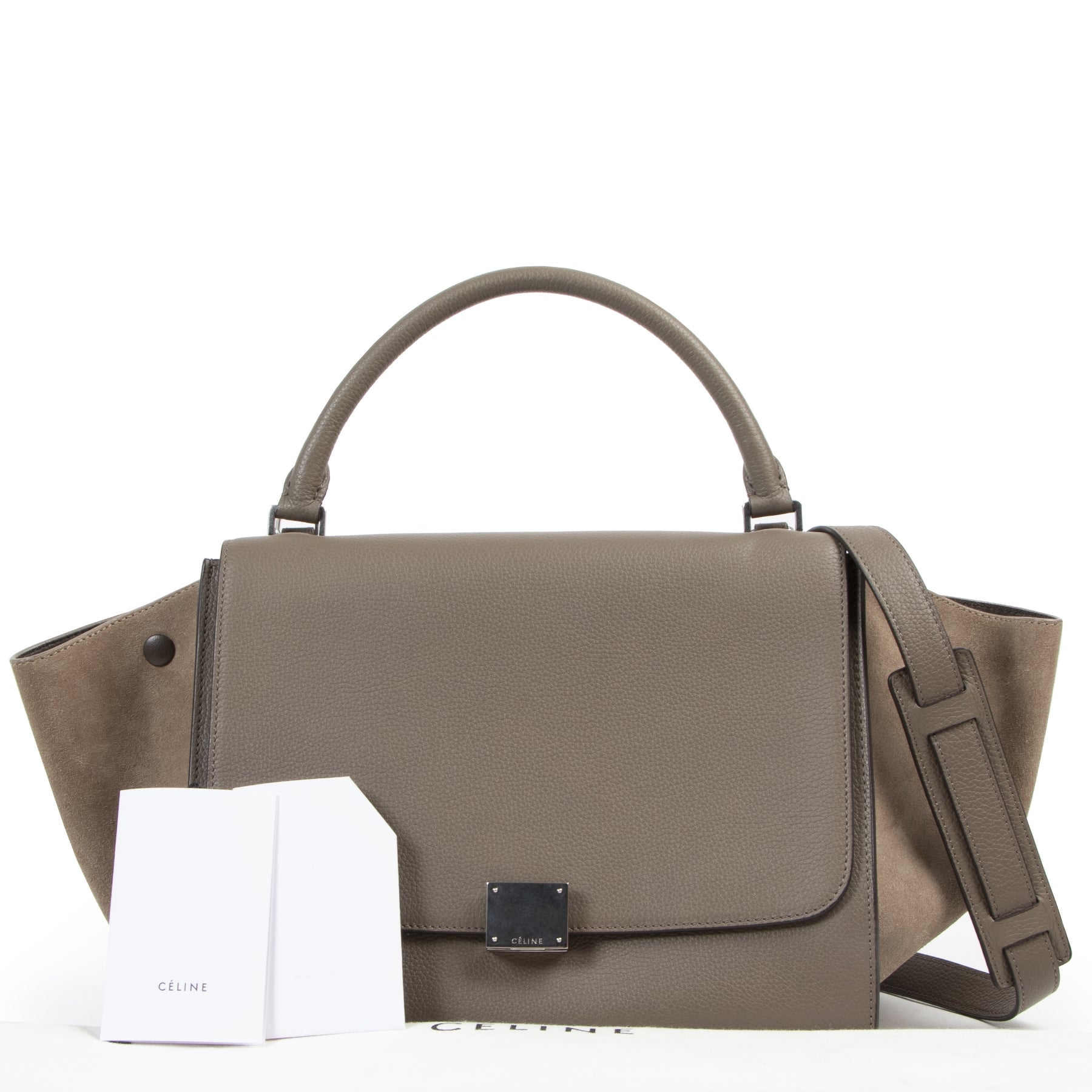 Céline Souris Suede/ Grained Leather Medium Trapeze Bag