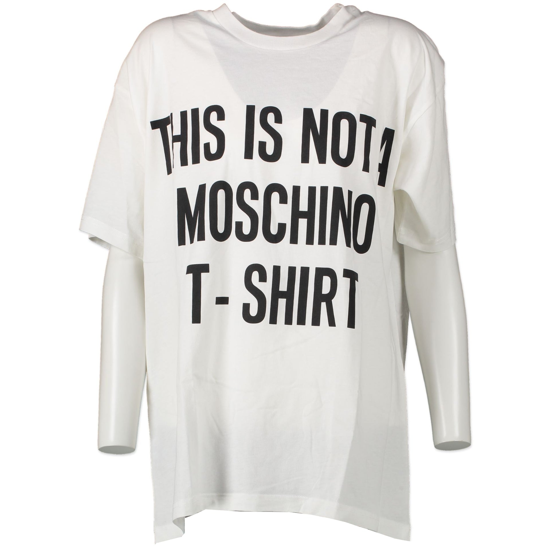 Authentic secondhand Moschino White 'This Is Not A Moschino T-Shirt' Shirt - Size M designer clothing fashion luxury vintage webshop safe secure online shopping