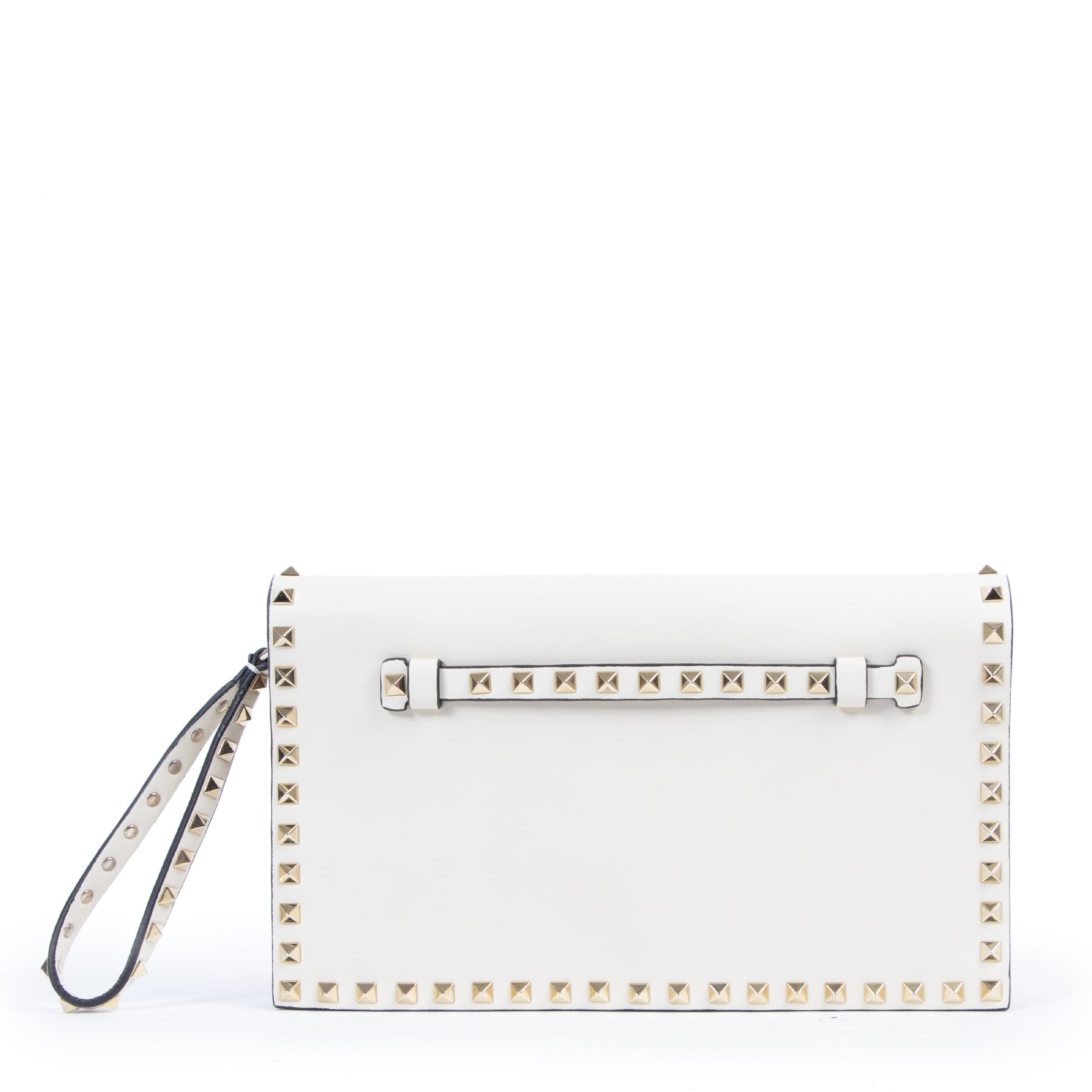Valentino Garavani Cream Rockstud Clutch