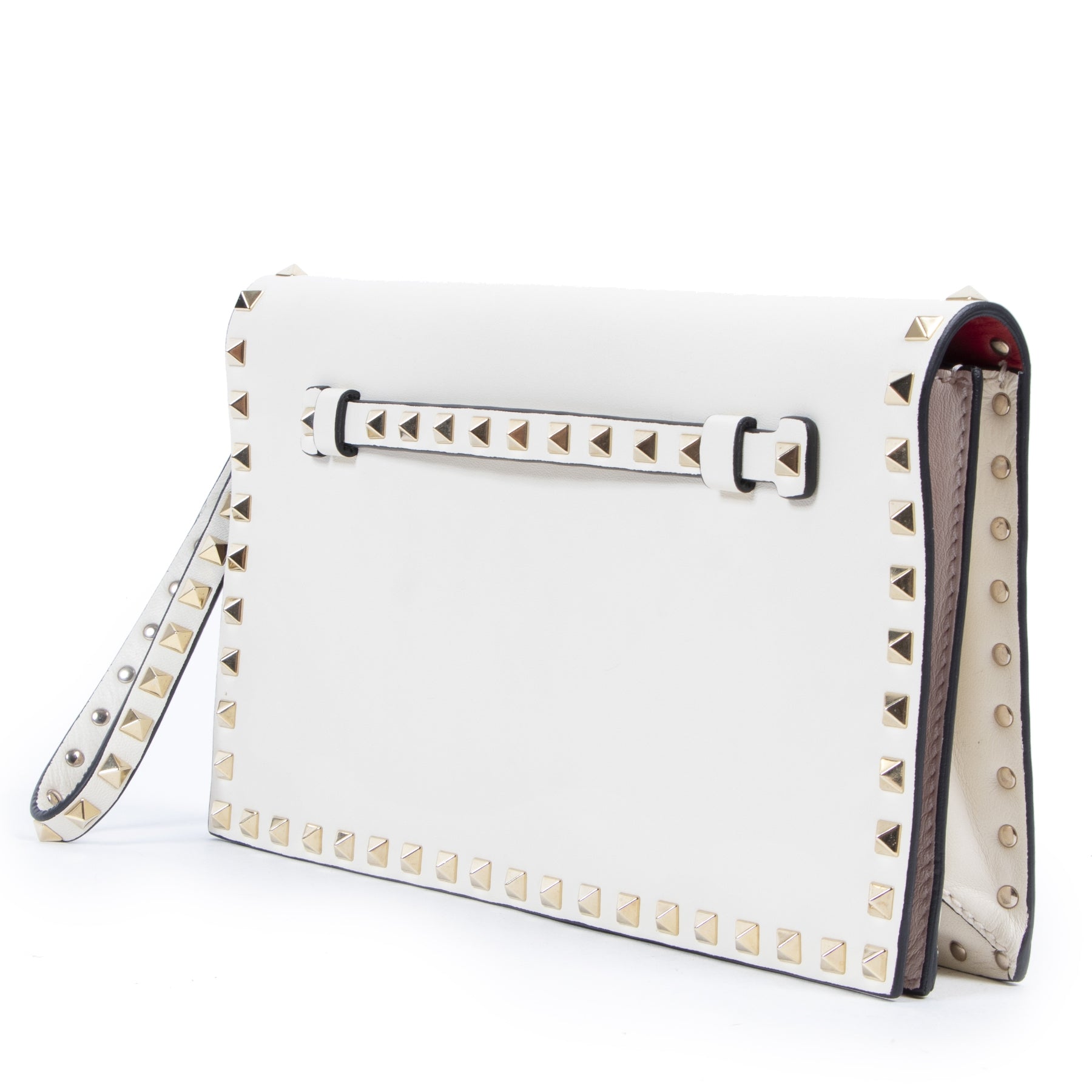 Valentino Garavani Cream Rockstud Clutch