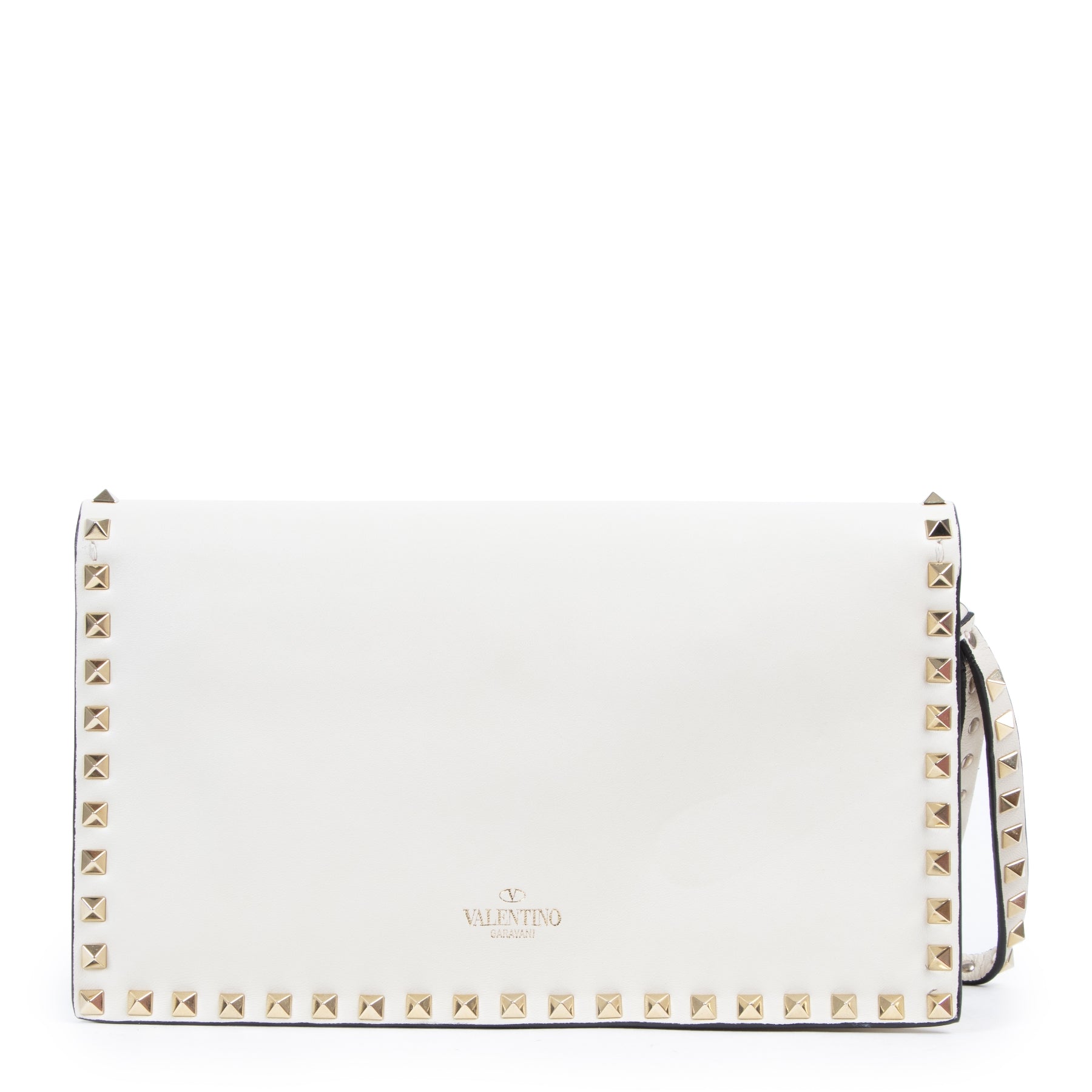 shop safe online Valentino Garavani Cream Rockstud Clutch
