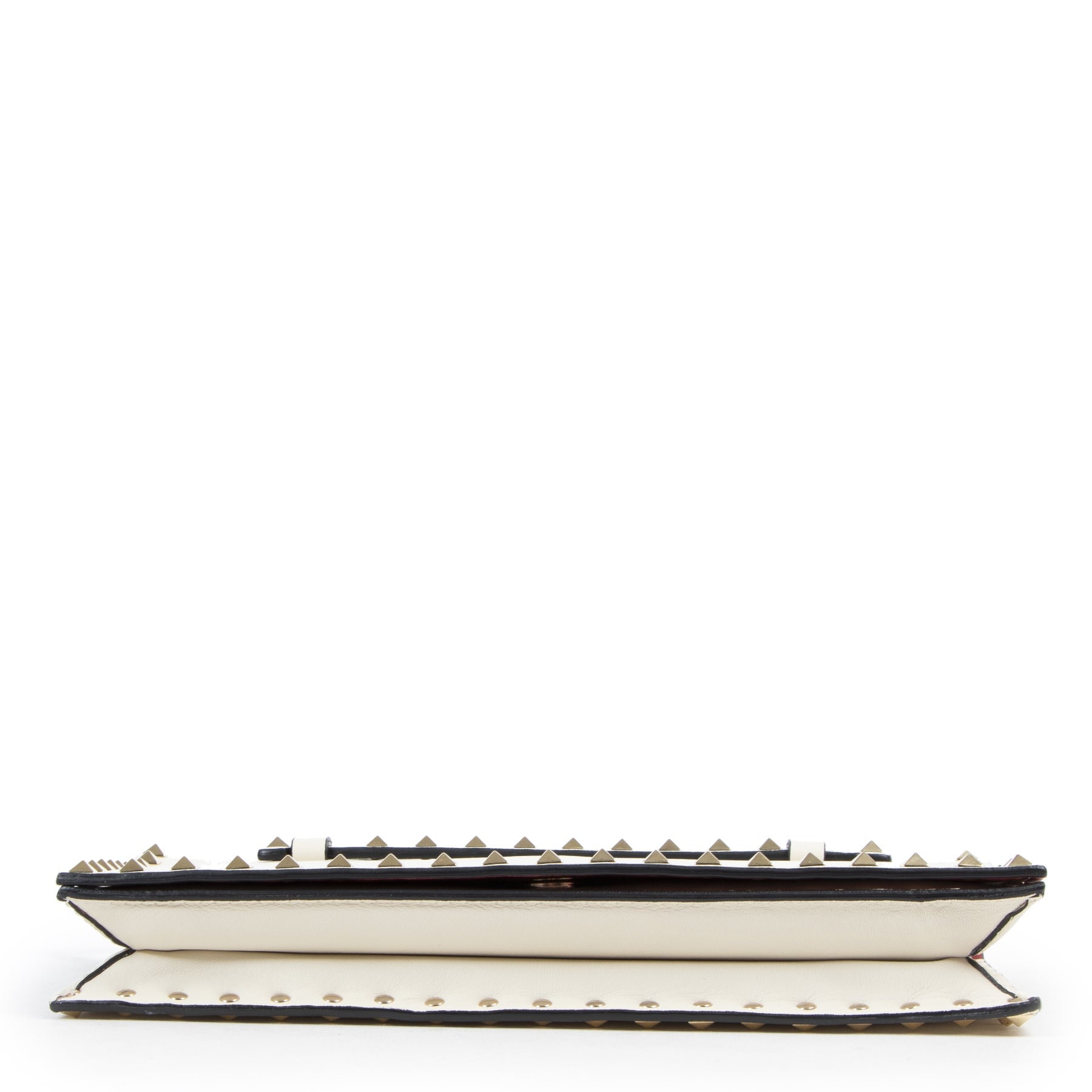 koop veilig online tegen de beste prijs Valentino Garavani Cream Rockstud Clutch