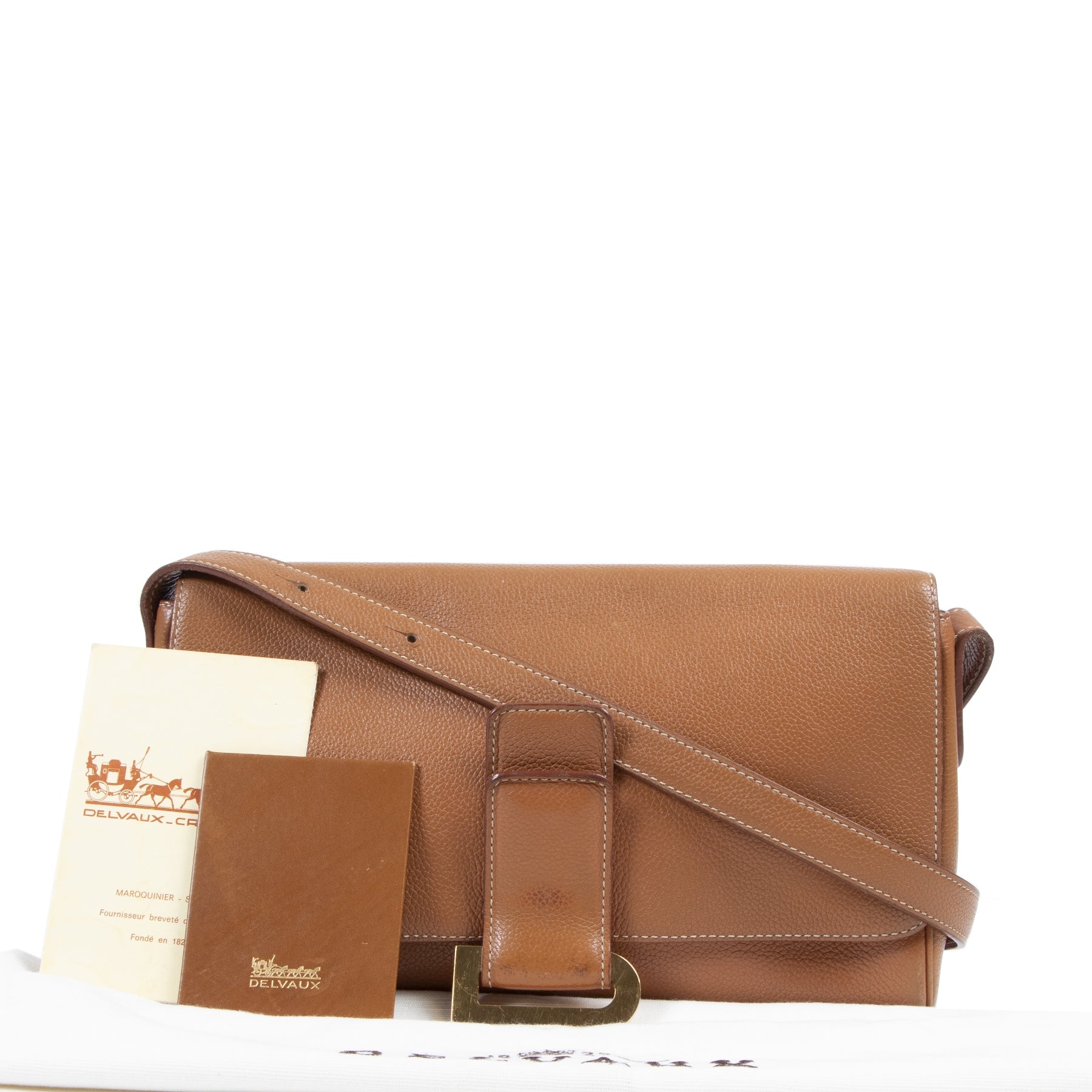 Delvaux Grained Cognac Passerelle te koop aan de beste prijs