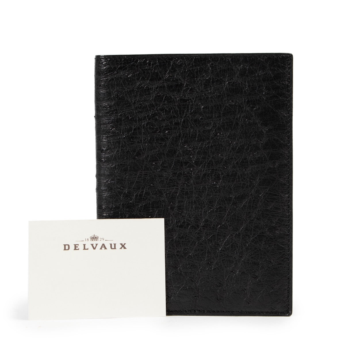 Delvaux black ostrich wallet