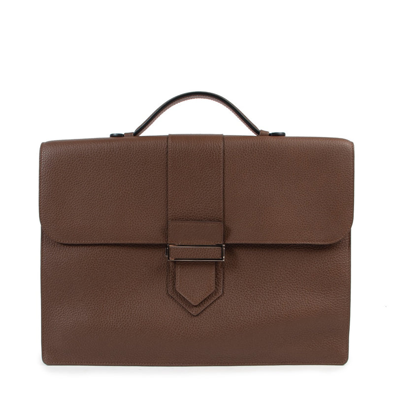 Shop safe online authentic Delvaux Brown Cartable Presse Top Handle Briefcase at the right price.