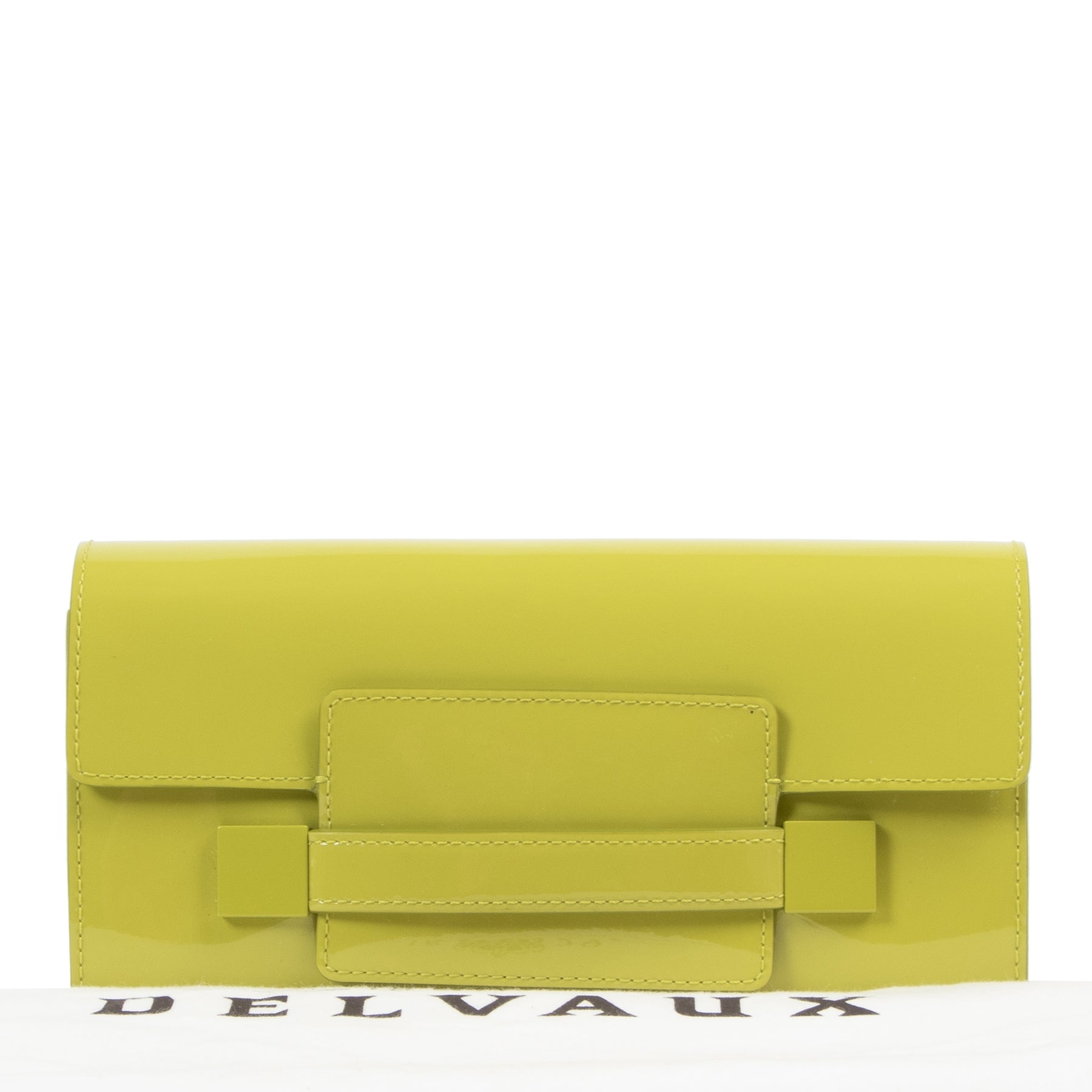 Koop en verkoop uw authentieke designer Delvaux Madame Lime Green Patent Leather Wallet