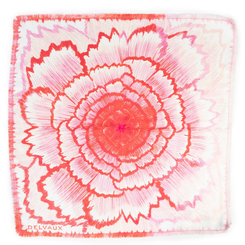 Veilig online kopen van een authentieke meerkleurige Delvaux bandana blossom zijde sjaal.