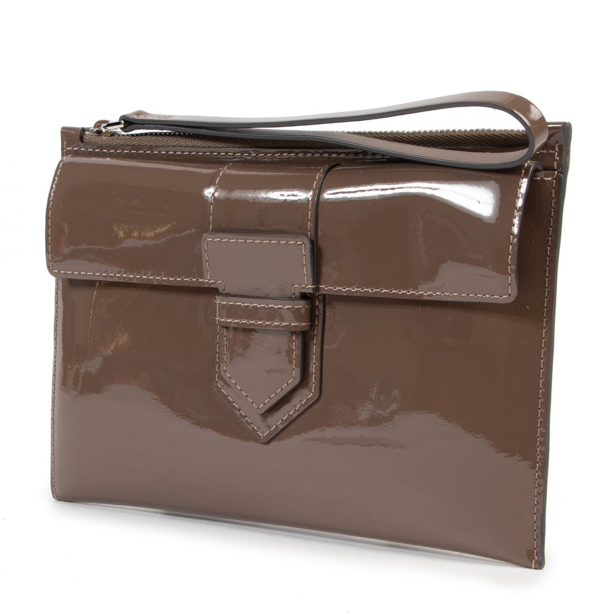 pour le meilleur prix Delvaux Vernis Presse Clutch Delvaux Torterelle Vernis Presse Clutch