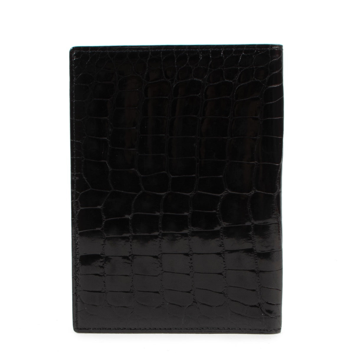 Portefeuille pliant Delvaux noir Croco