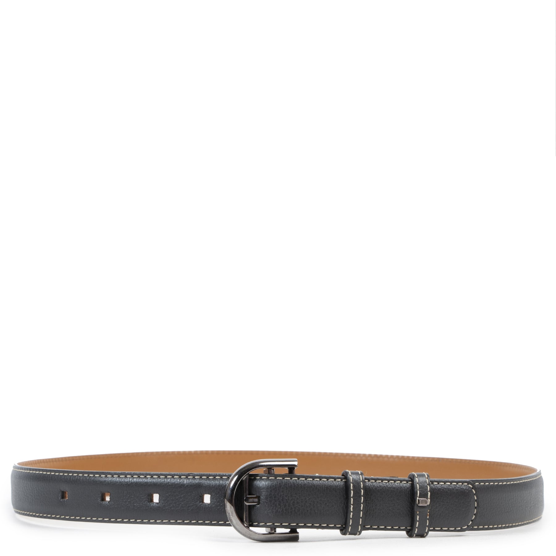 Delvaux Anthracite Grey Leather Belt - size 85