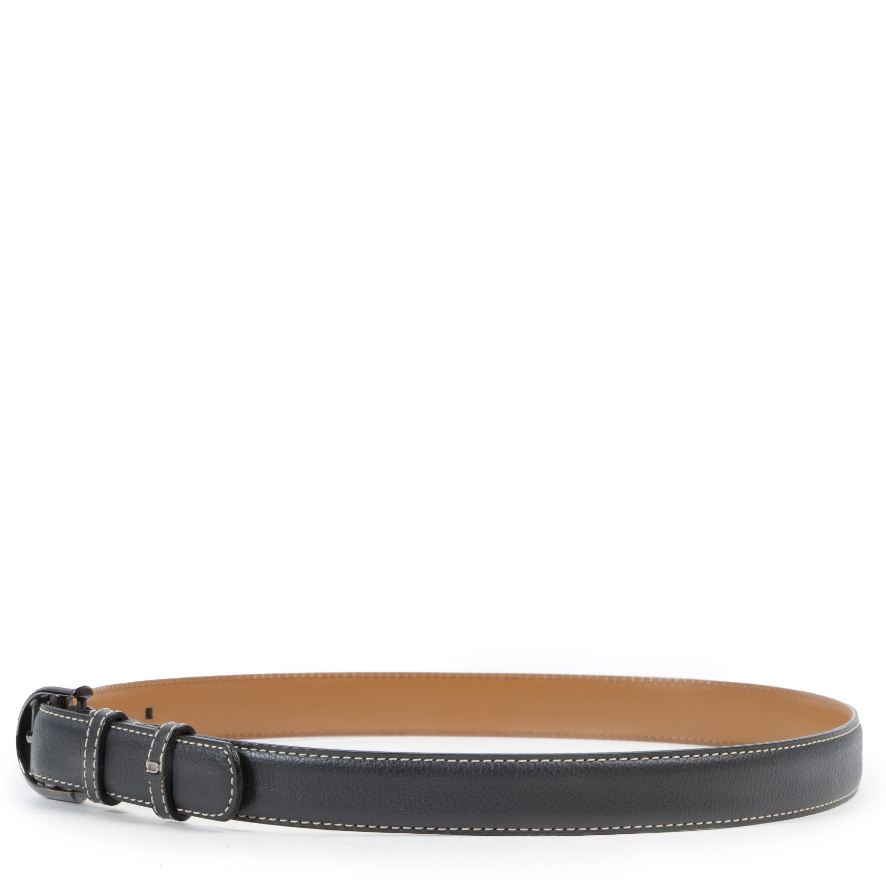 Delvaux Anthracite Grey Leather Belt - size 85