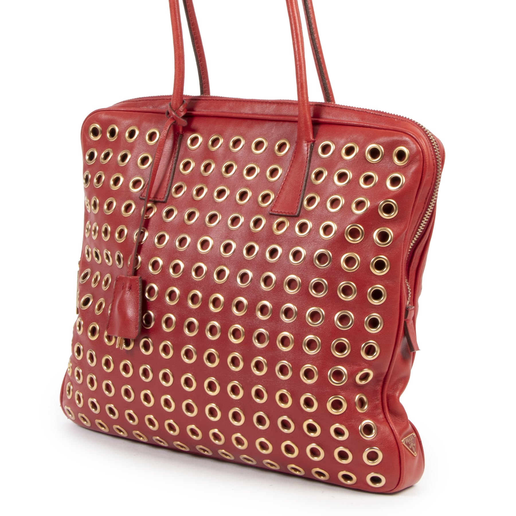 acheter en linge seconde main Prada Grommet Red Tote Bag
