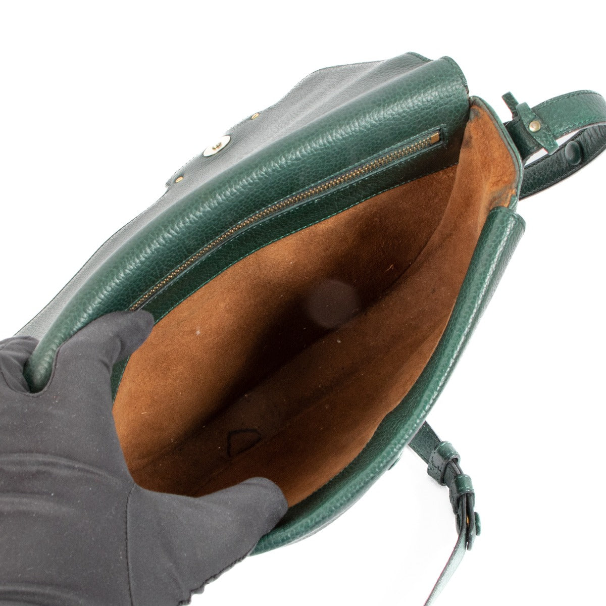 Delvaux Vintage Groen Leren Crossbody Tas