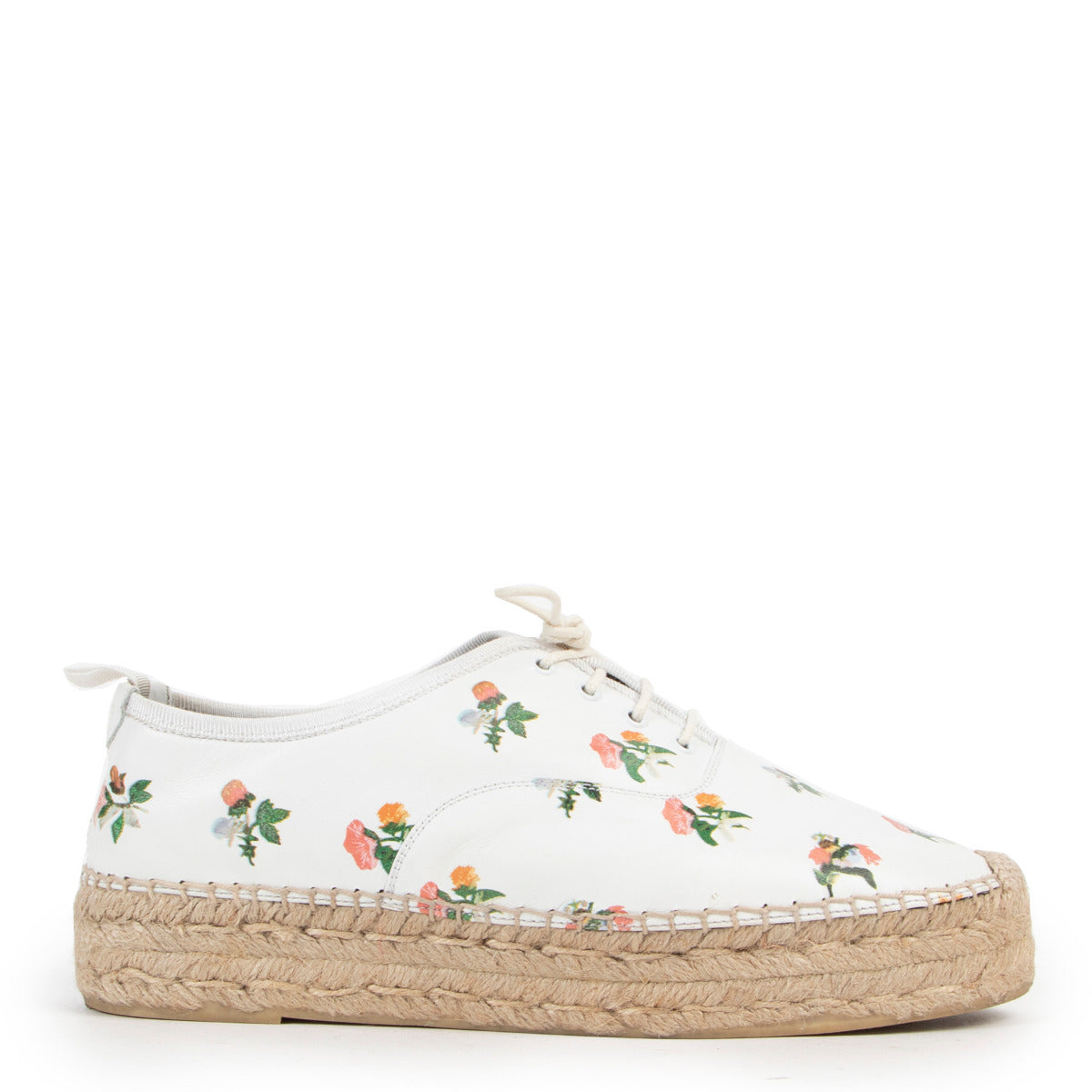 Saint Laurent Witte Leren Espadrilles met Bloemenprint - maat 38