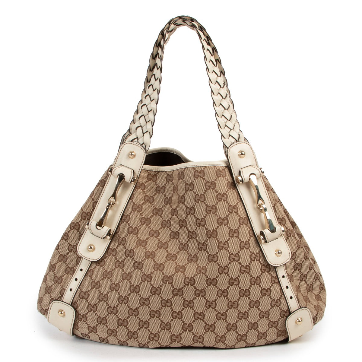 Gucci White Beige Pelham GG Bag now available at Labellov. Vintage Gucci. Secondhand Gucci. Buy and sell your designer vintage secondhand handbags and items at Labellov Luxury Antwerp.