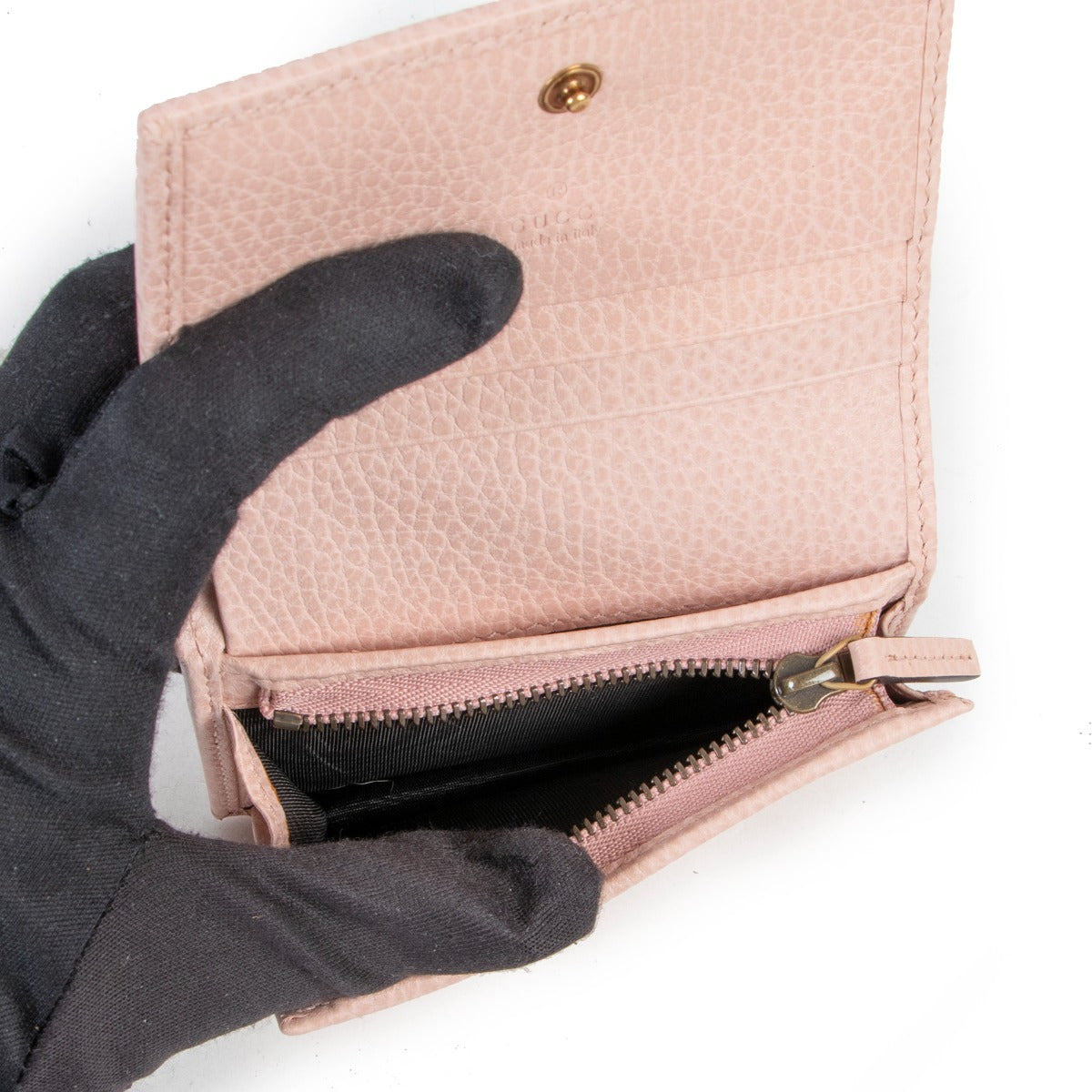 Gucci Pink Butterfly Card Case Wallet now available at Labellov Luxury for a reasonable price and in very good condition. Get this secondhand designer wallet from Gucci.