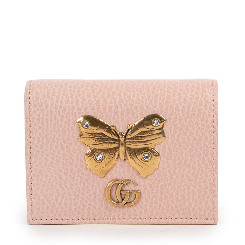 Gucci Pink Butterfly Card Case Wallet