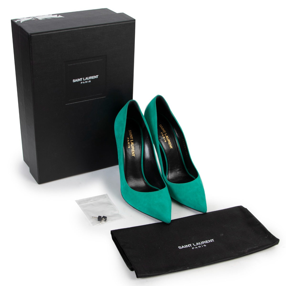 Saint Laurent Paris Anja Green Suede Heels - Size 38,5 now available at Labellov Luxury for a reasonable price. Get them now at Labellov specialised in secondhand vintage designer handbags, shoes and accessories