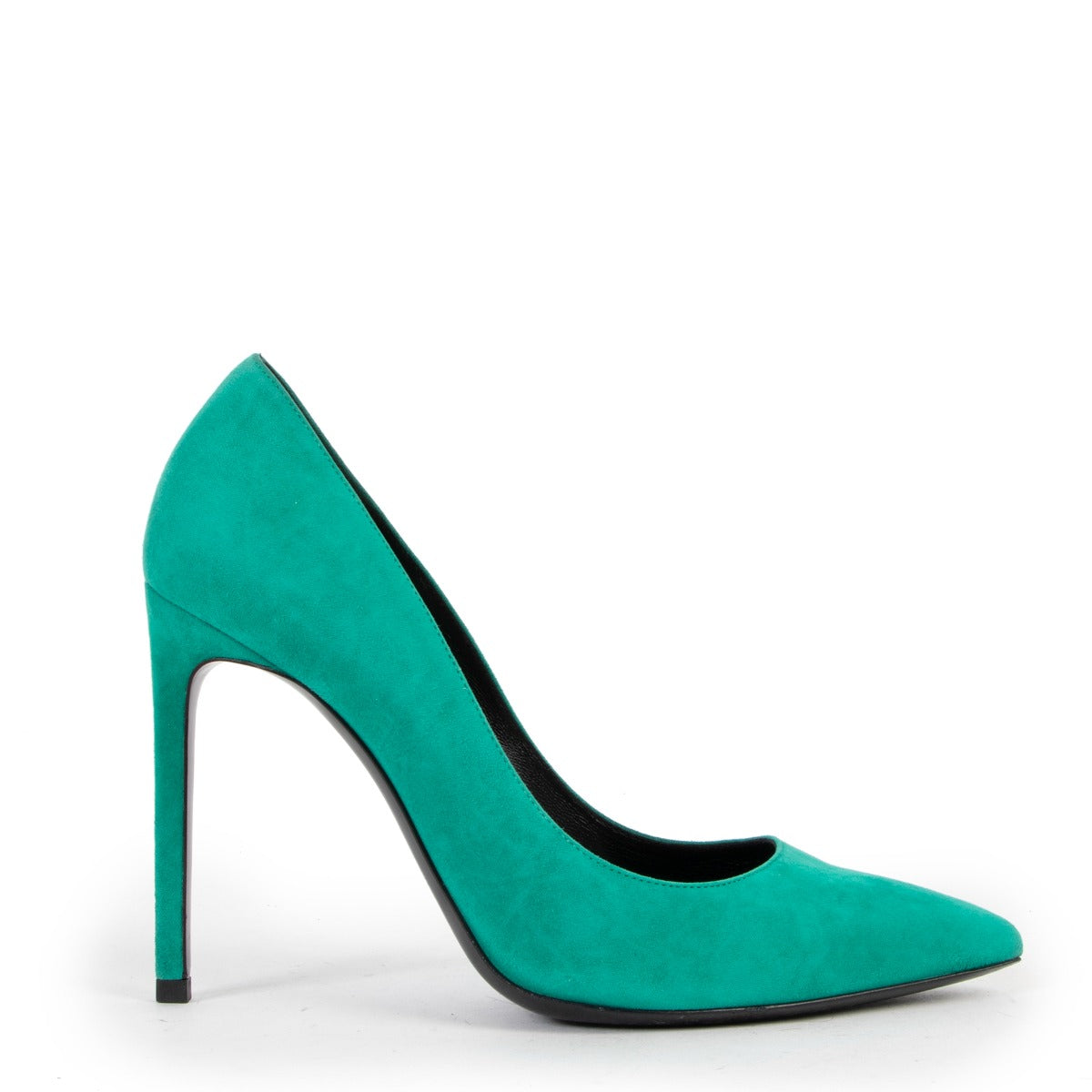 Saint Laurent Paris Anja Green Suede Heels - Size 38,5
