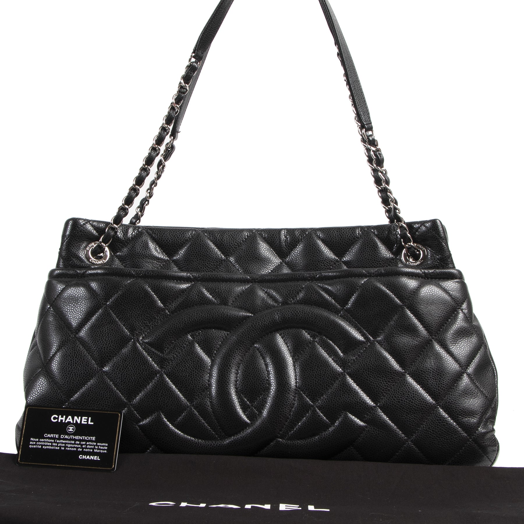 Are you looking for an authentic designer bag such as this Chanel Black Caviar Leather Tote Bag?