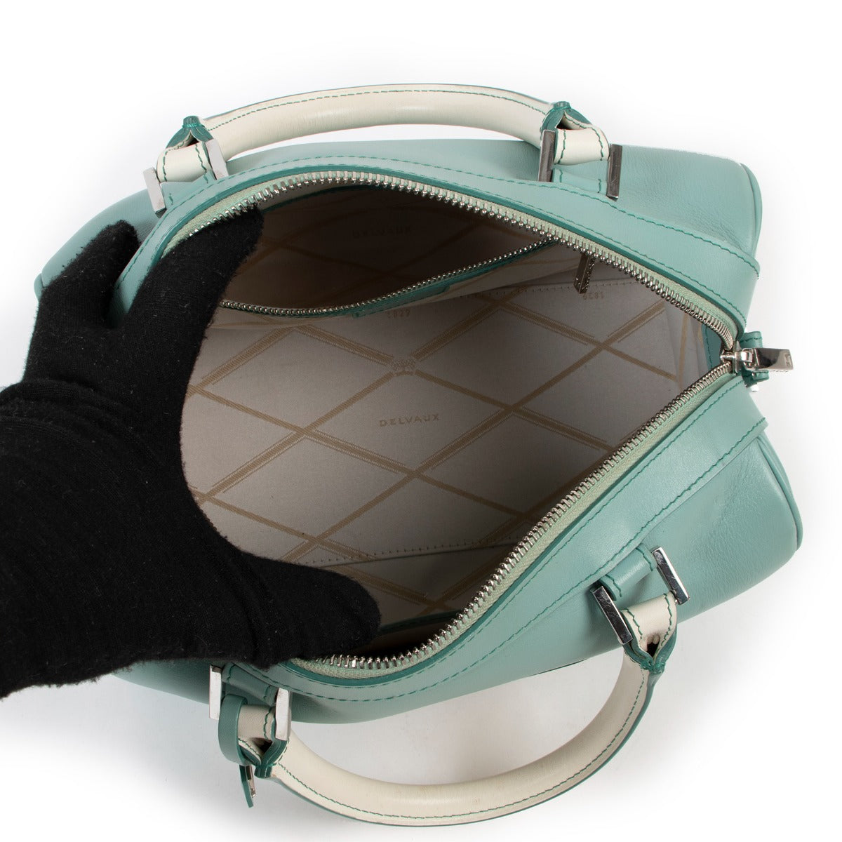 Shop authentic second hand exclusive Delvaux Spring/Summer 2014 Limited Edition Louise Boston PM Allure Bicolore Handbag at Labellov.