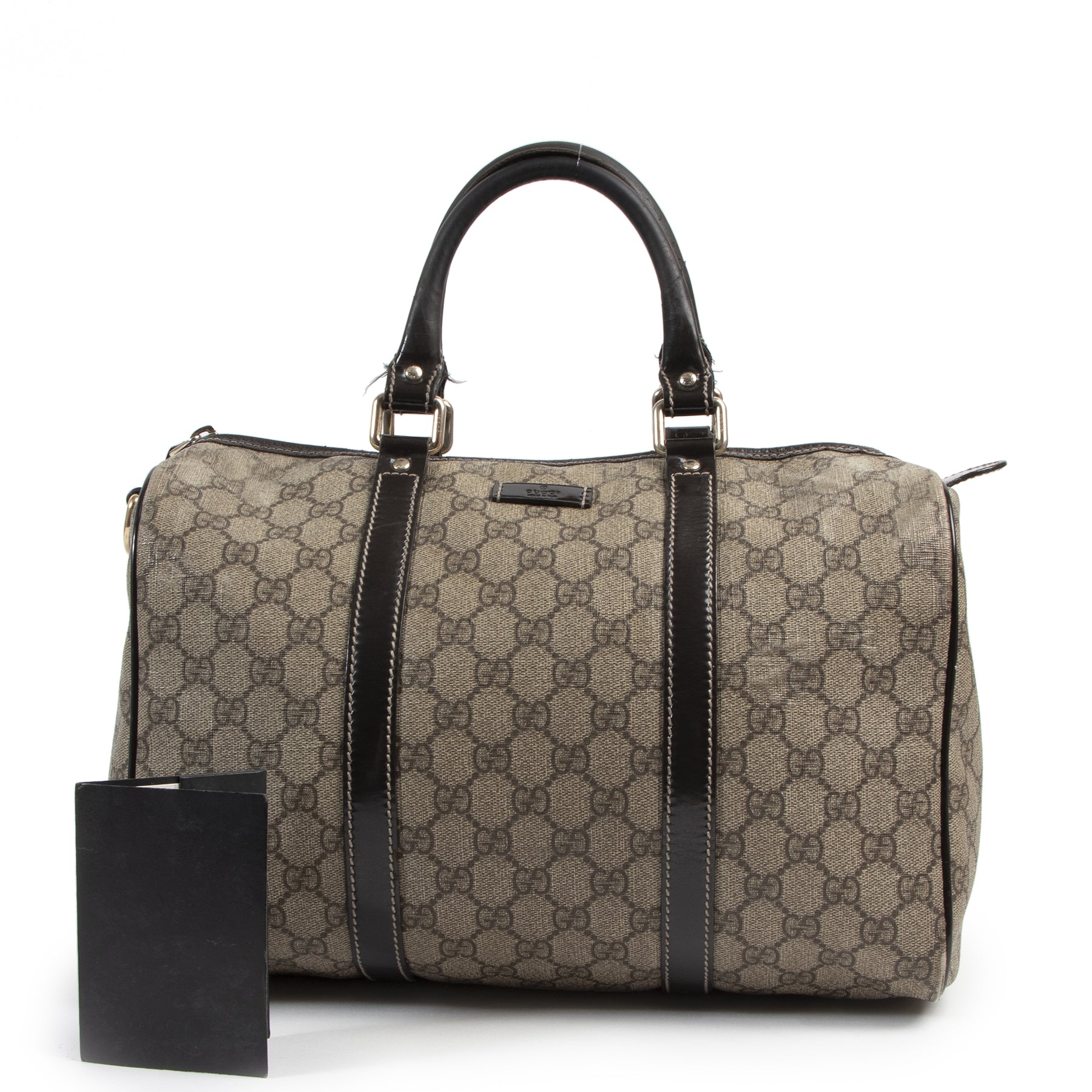 Authentic secondhand Gucci Brown Monogram GG Joy Boston Medium Bag designer bags fashion luxury vintage webshop safe secure online shopping
