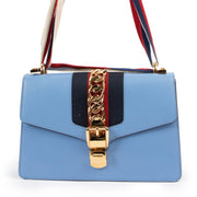 Shop safe online at Labellov in Antwerp this 100% authentic second hand Gucci Light Blue Sylvie Shoulder Bag