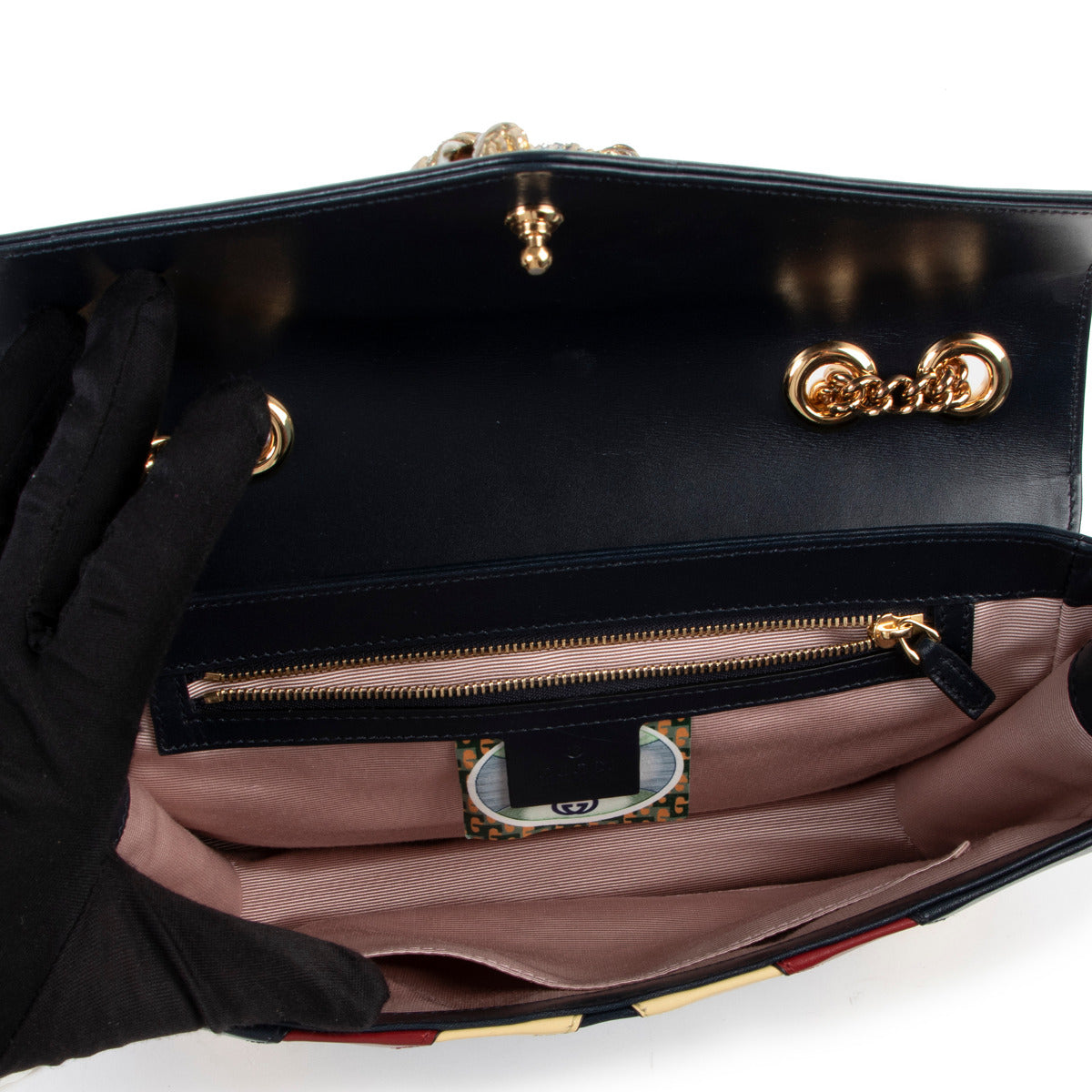Gucci blauw glad lederen Rajah middelgrote schoudertas