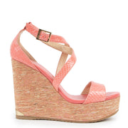 Shop safe online at Labellov in Antwerp this 100% authentic second hand Jimmy Choo Pink Python Wedge Heels - Size 38,5