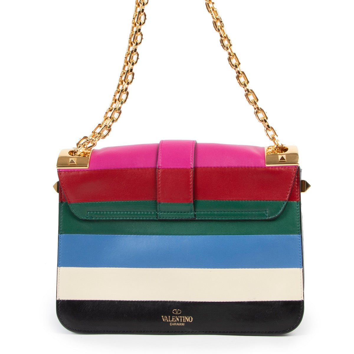 Shop safe online at Labellov in Antwerp this 100% authentic second hand Valentino Striped Multicolor Leather Crossbody