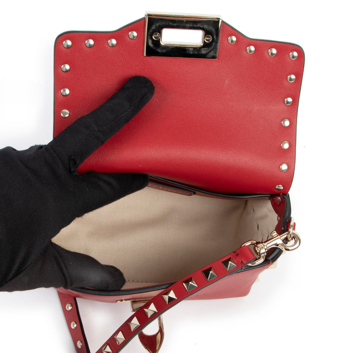 Sac bandoulière Rockstud rouge Valentino Garavani