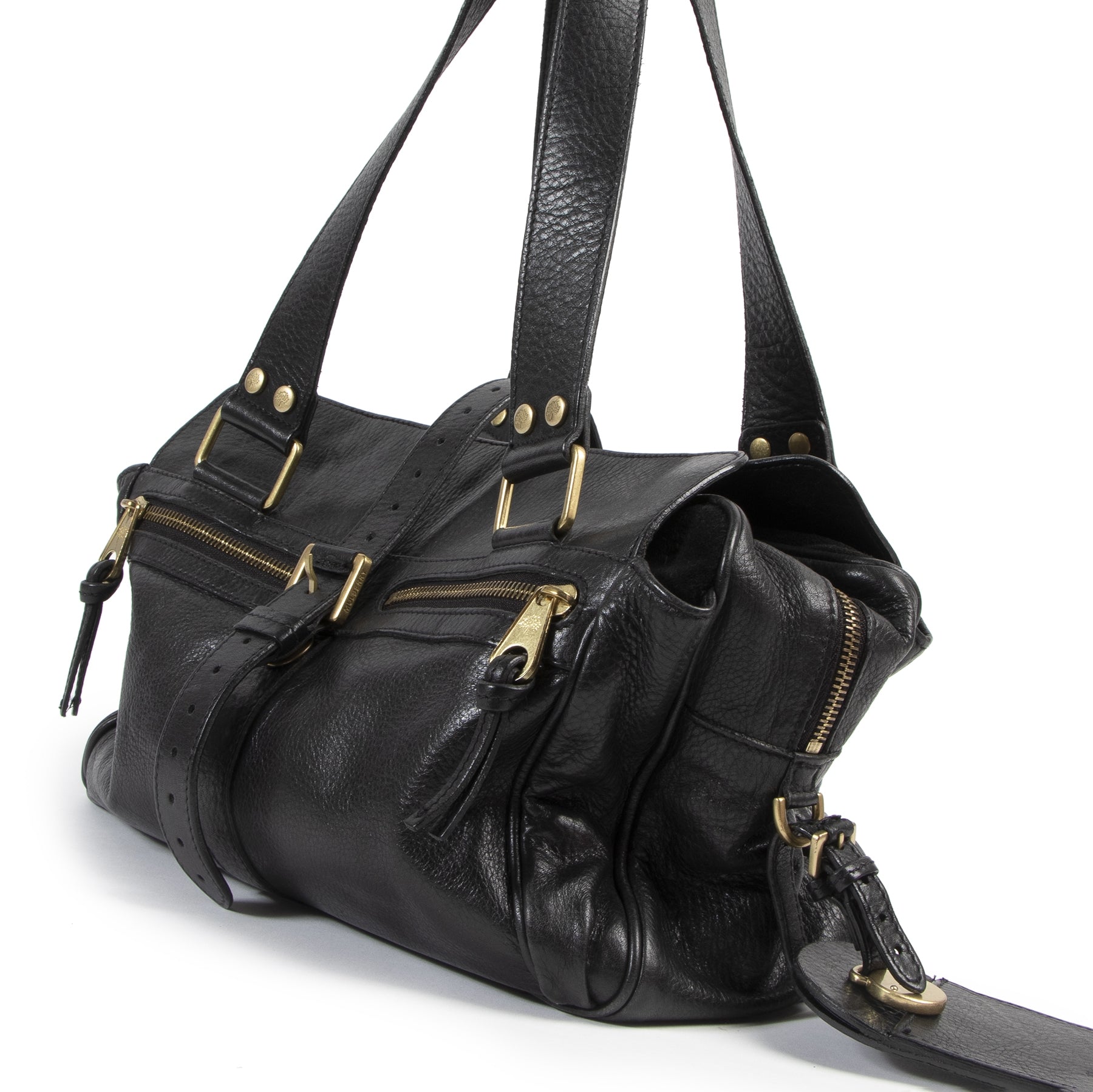 Authentieke Tweedehands Mulberry Black Mabel Leather Shoulder Bag juiste prijs veilig online shoppen luxe merken webshop winkelen Antwerpen België mode fashion