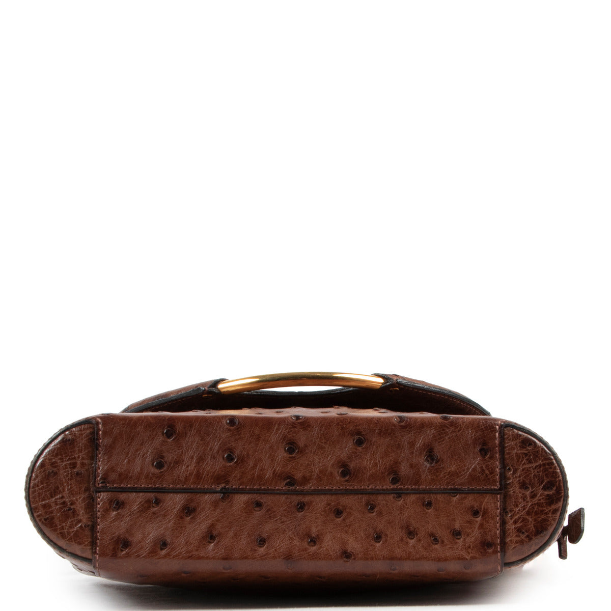 Delvaux Brown Ostrich Eclair Crossbody Bag