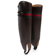 Authentieke Tweedehands Gucci Brown Web Leather Boot Shaft Gaiters - Size 38,5 juiste prijs veilig online shoppen luxe merken webshop winkelen Antwerpen België mode fashion
