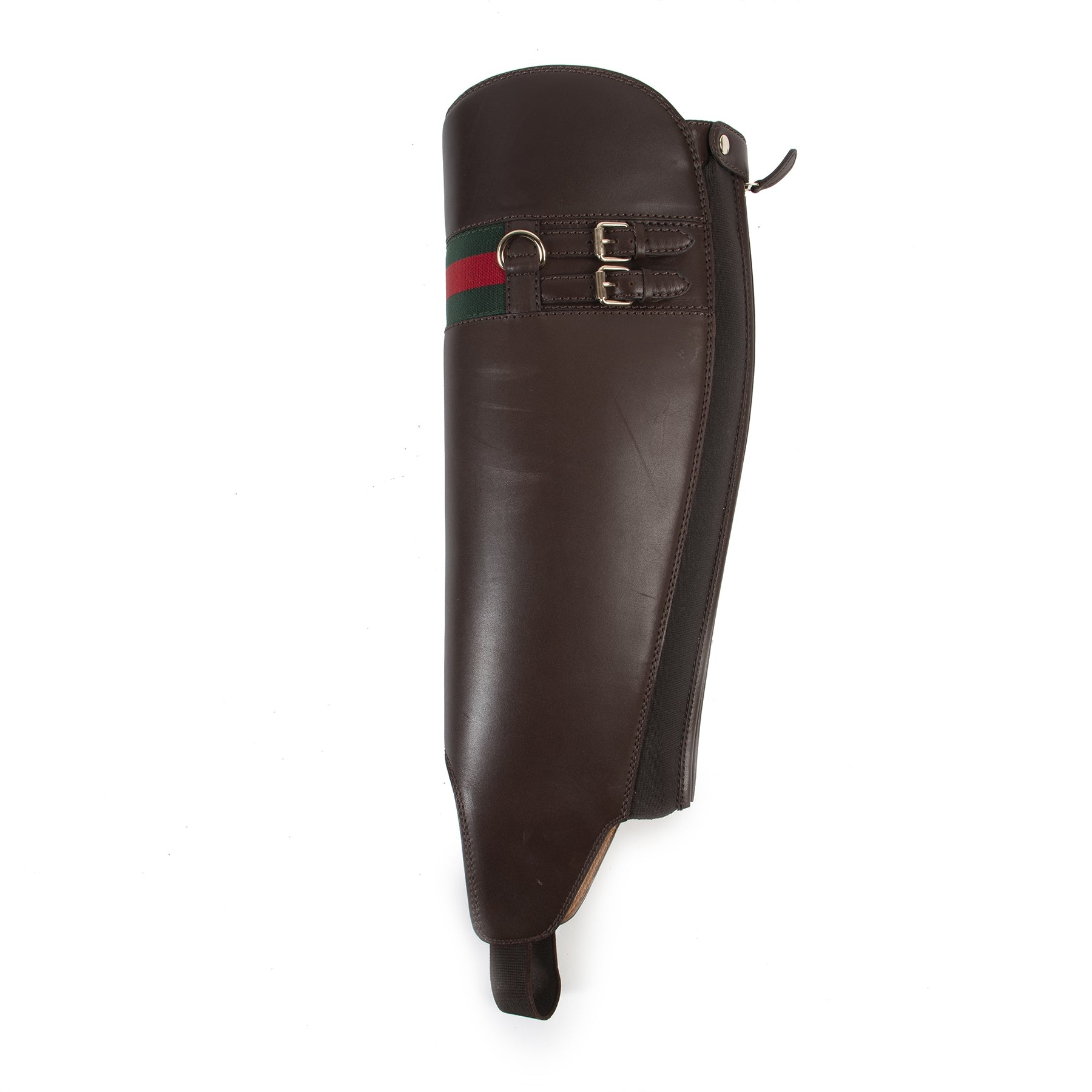 Authentic secondhand Gucci Brown Web Leather Boot Shaft Gaiters - Size 38,5 designer shoes fashion luxury vintage webshop safe secure online shopping