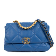 shop 100% authentic second hand Chanel Blue Shiny Lambskin Large 19 Bag on Labellov.com