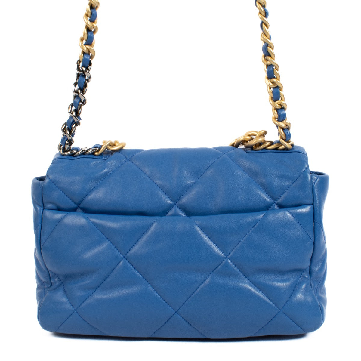 shop 100% authentic second hand Chanel Blue Shiny Lambskin Large 19 Bag on Labellov.com