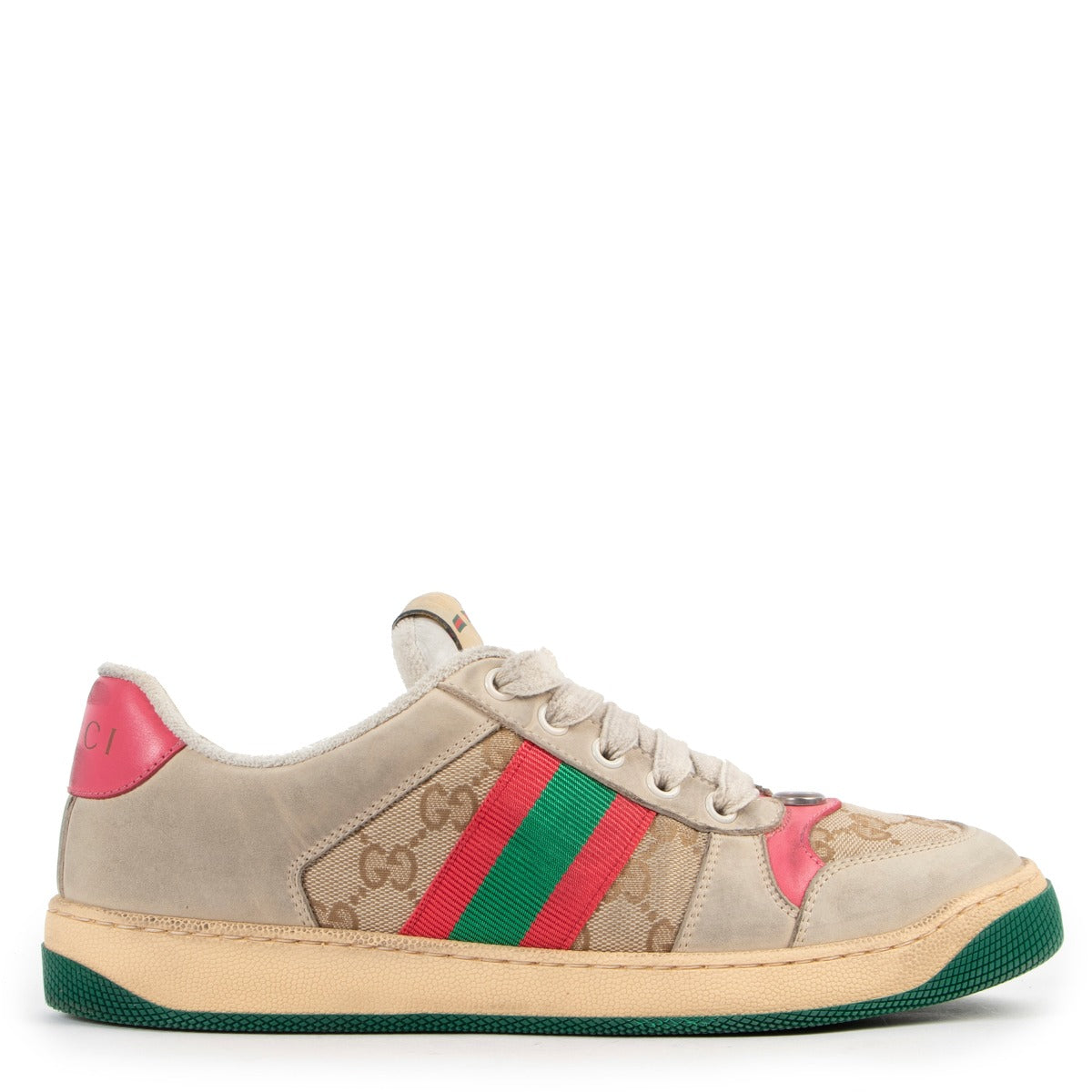Gucci Screener Pink Web Sneakers