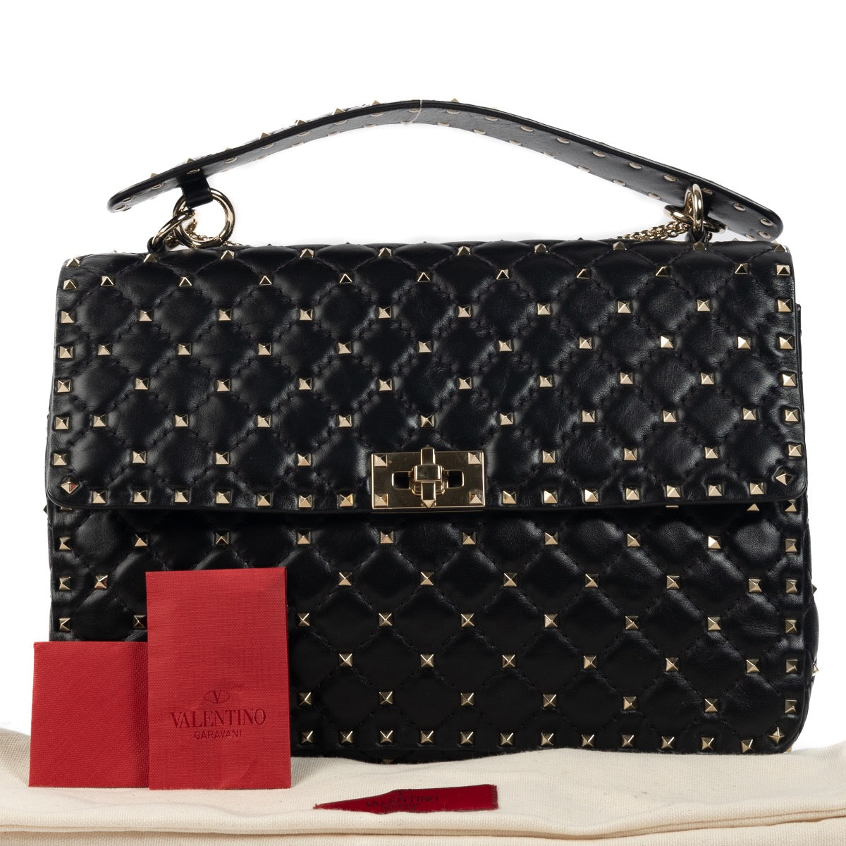Shop 100% authentic second-hand Valentino Black Rockstud Top Handle on Labellov.com
