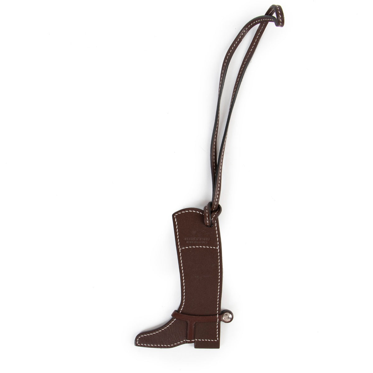 Shop safe online Hermès Brown Paddock Boot Bag Charm, Hermès bag charm as new, Beautiful Hermès charm as new.