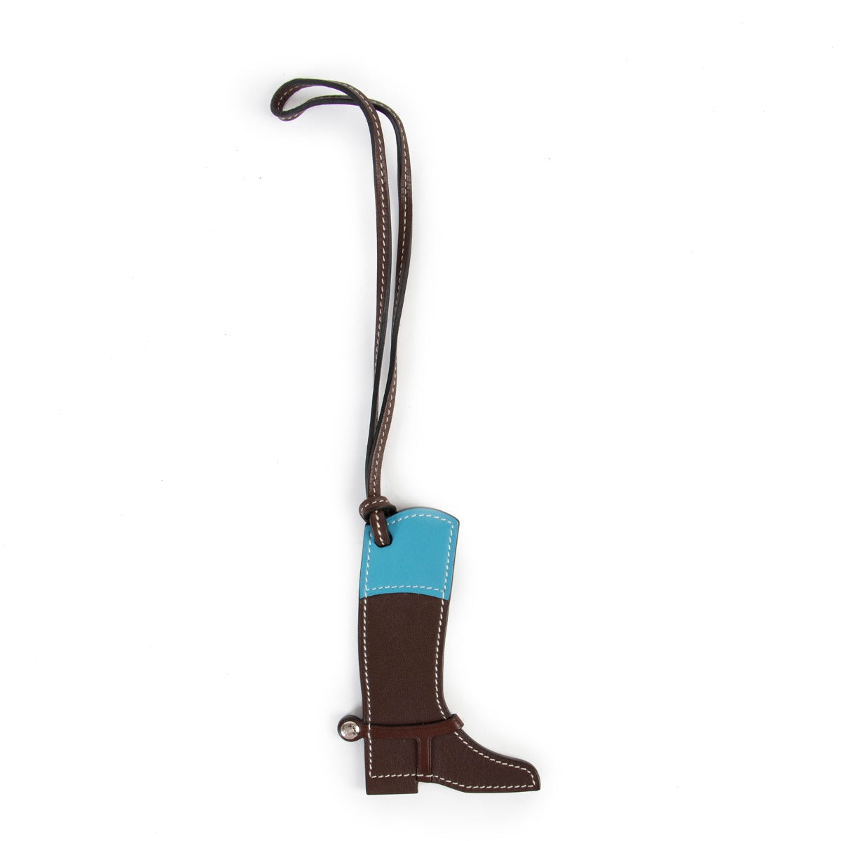 Shop safe online Hermès Brown Paddock Boot Bag Charm, Hermès bag charm as new, Beautiful Hermès charm as new.
